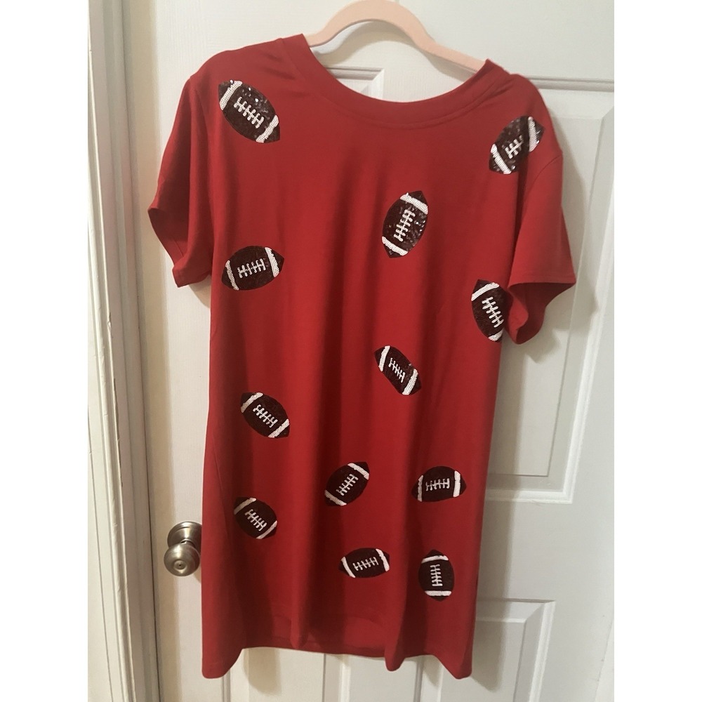 Mary Square Red Game Day Dress White And Black Sequin Football Size Medium NWT